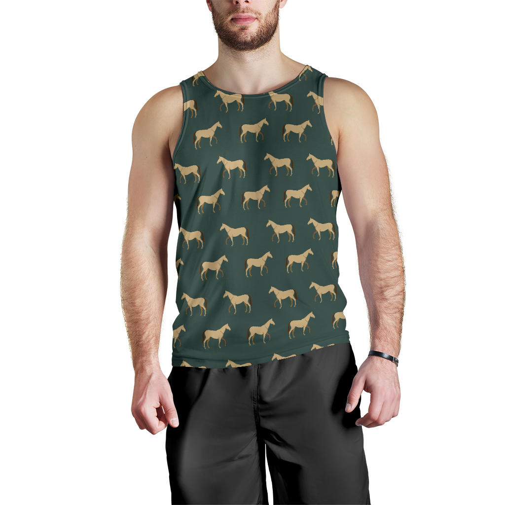 Horse Classic Themed Pattern Print Men Tank Top