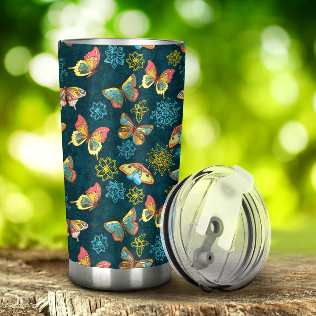 Butterfly Hand Draw Print Pattern Tumbler