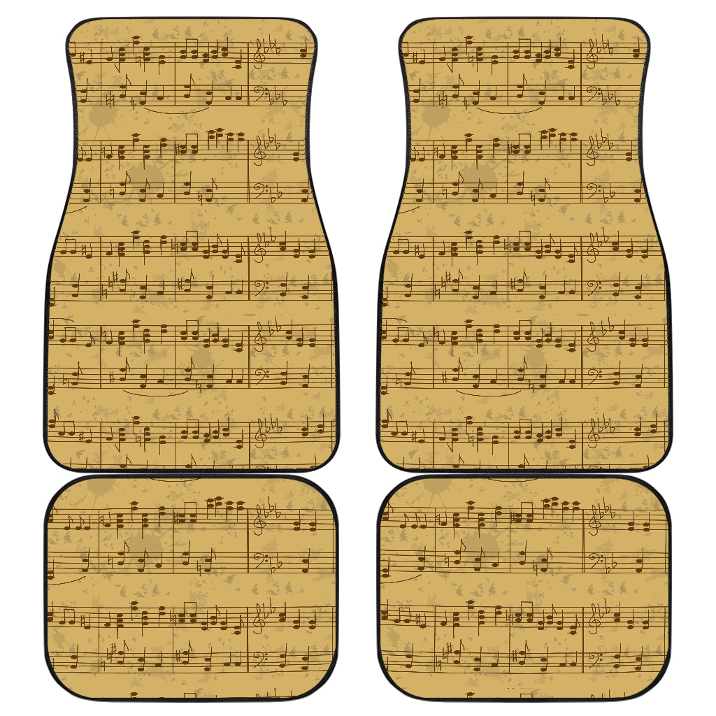 Music Note Vintage Themed Print Car Floor Mats Front Back