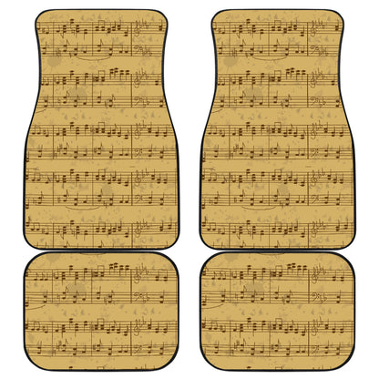 Music Note Vintage Themed Print Car Floor Mats Front Back