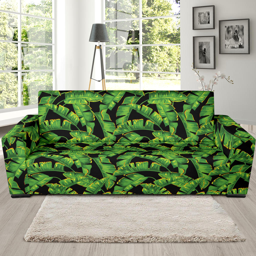 Banana Leaf Pattern Print Design 03 Sofa Slipcover