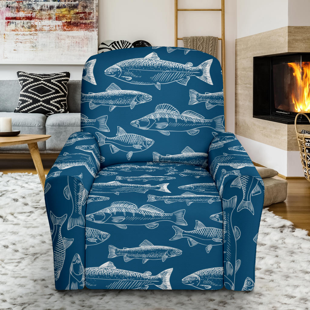 Salmon Fish Print Design LKS301 Recliner Slipcover with Pocket