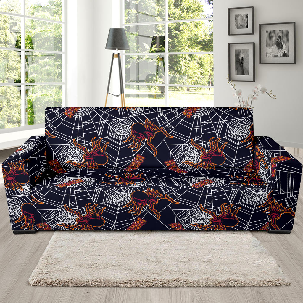 Tarantula Spiderwebs Pattern Print Design 01 Sofa Slipcover