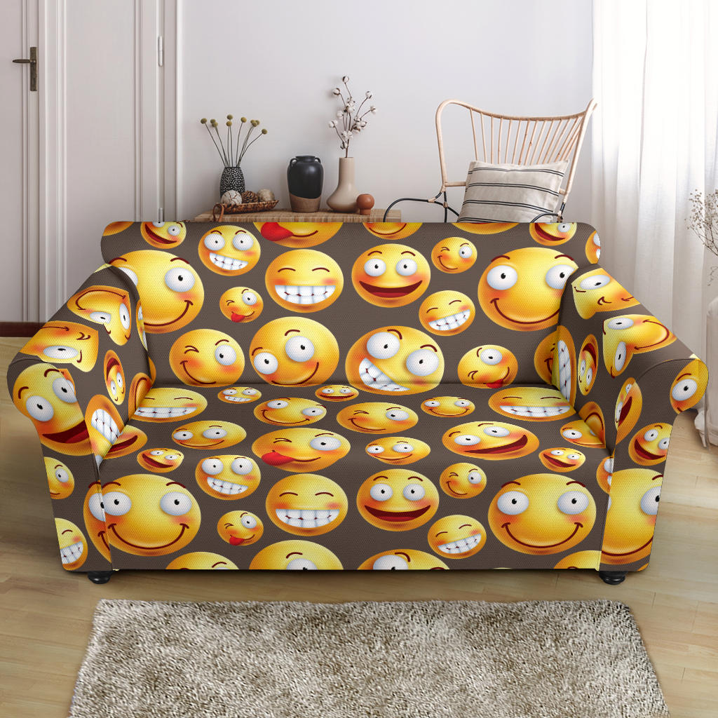 Smiley Face Emoji Print Design LKS303 Loveseat Couch Slipcover