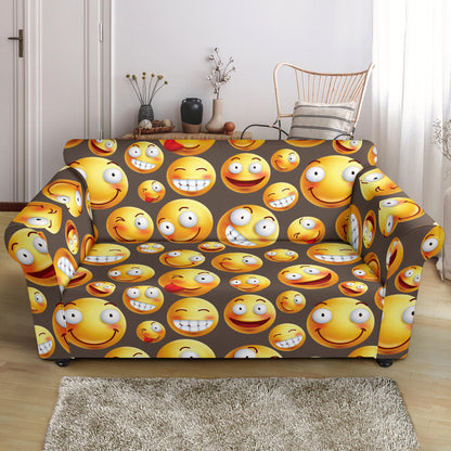 Smiley Face Emoji Print Design LKS303 Loveseat Couch Slipcover