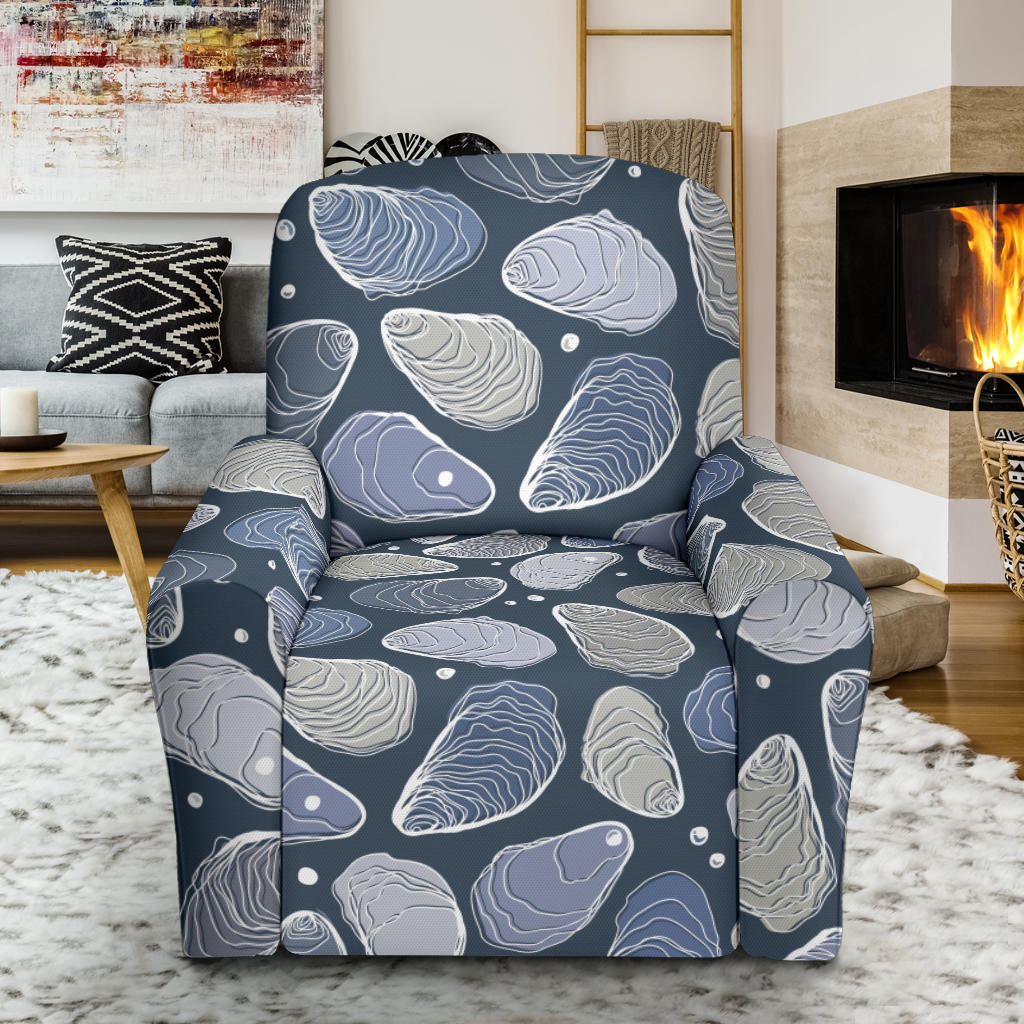 Oyster Pattern Print Design 02 Recliner Slipcover with Pocket