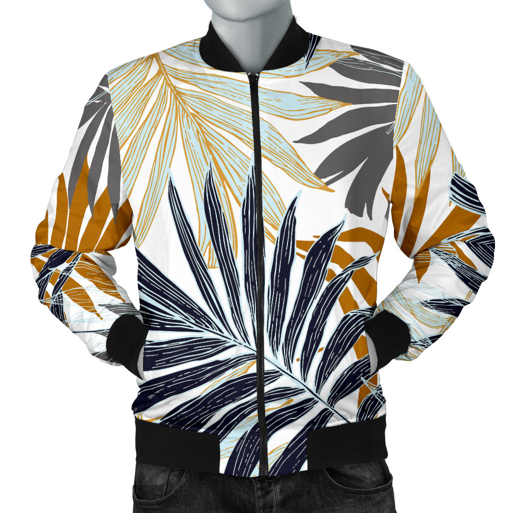 Colorful Tropical Palm Leaves Men Bomber Jacket