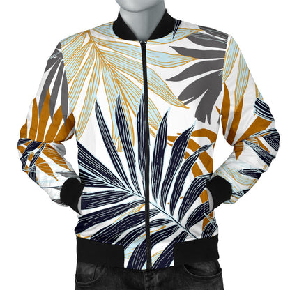 Colorful Tropical Palm Leaves Men Bomber Jacket