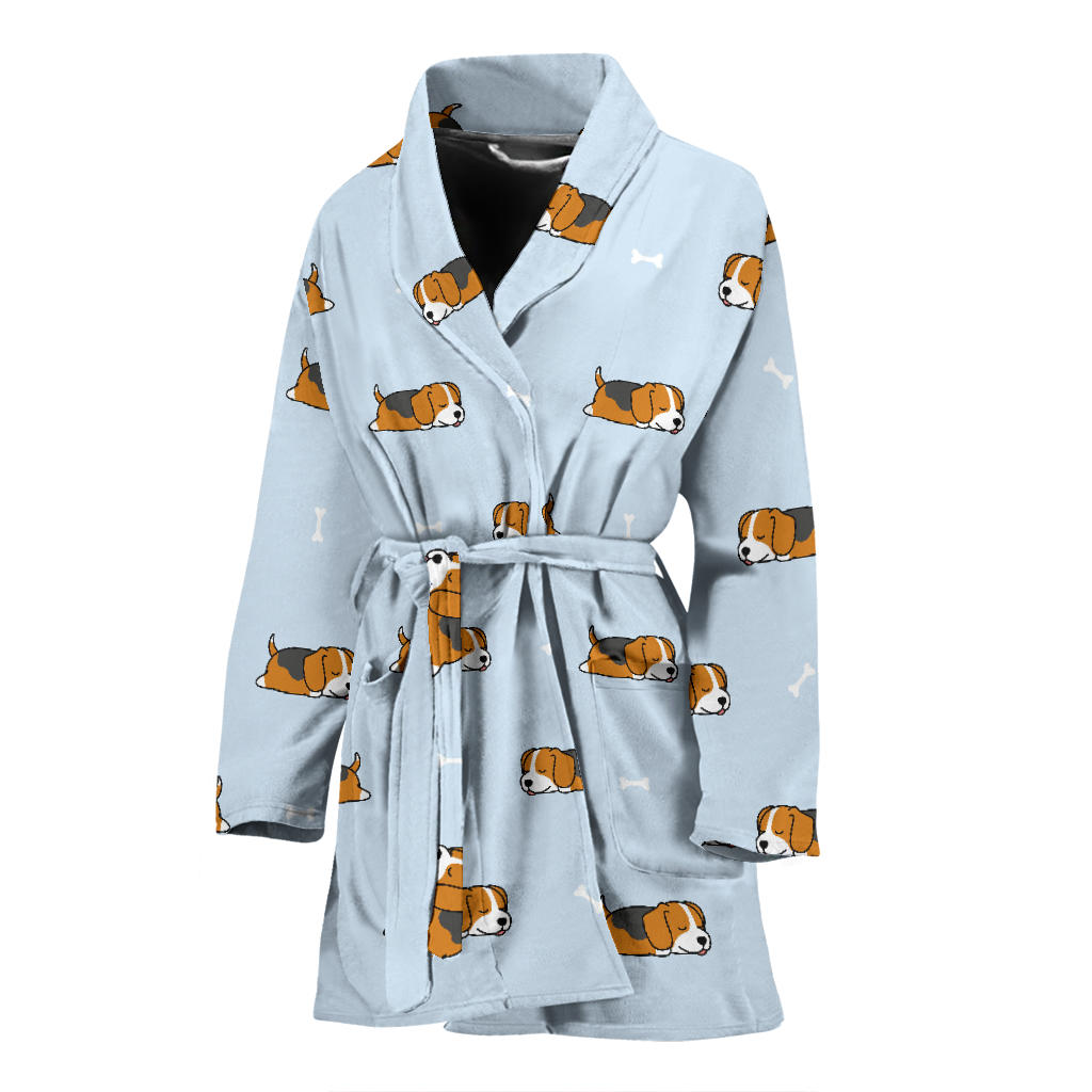 Beagle Pattern Print Design 06 Women Bathrobe