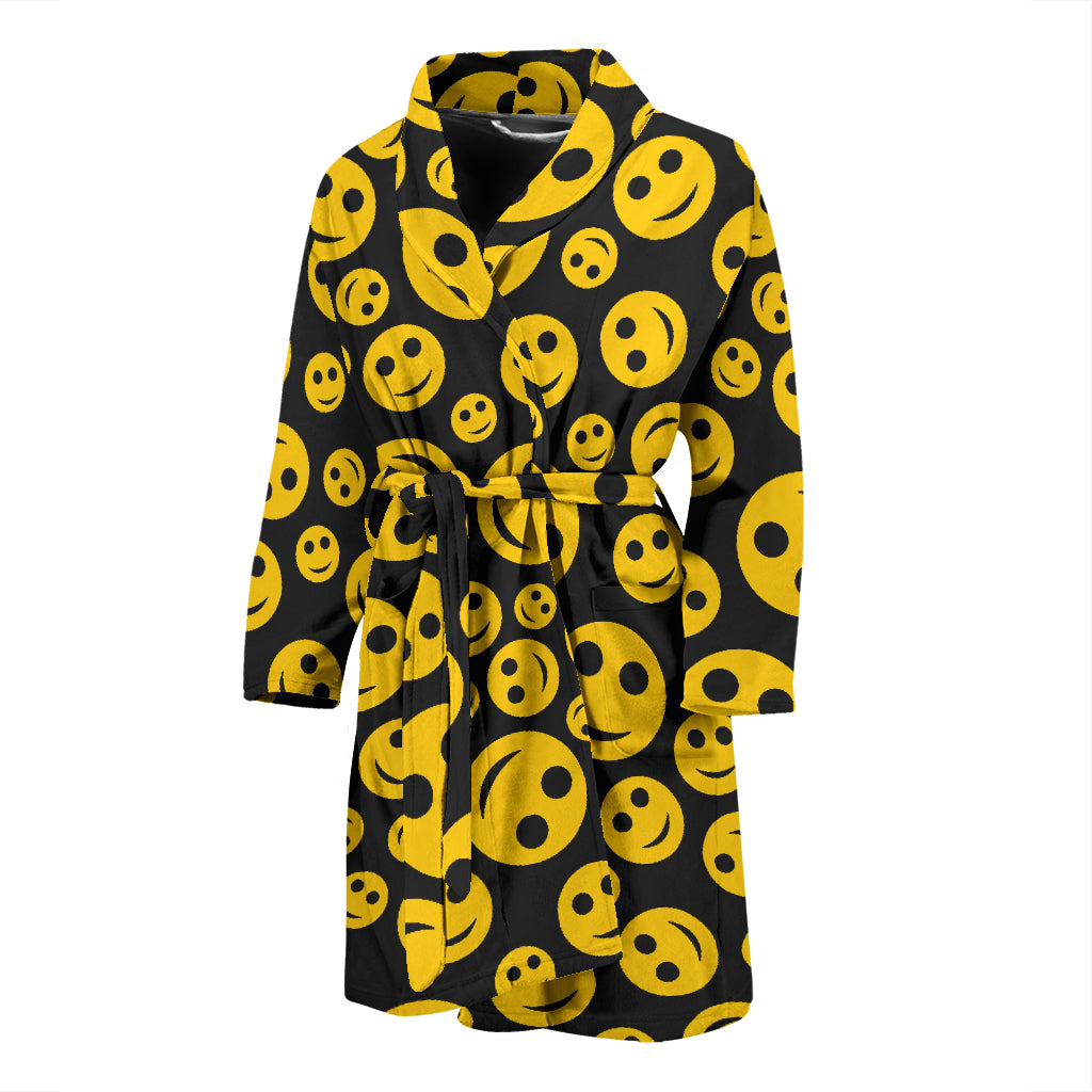 Smiley Face Emoji Print Design LKS304 Men Bathrobe