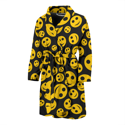 Smiley Face Emoji Print Design LKS304 Men Bathrobe