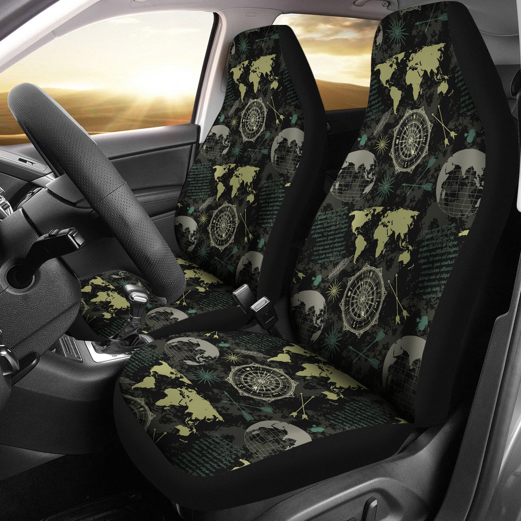 World Map Print Design LKS303 Car Seat Covers