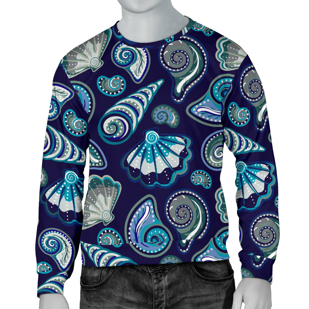 Beach Seashell Blue Print Men Long Sleeve Sweatshirt