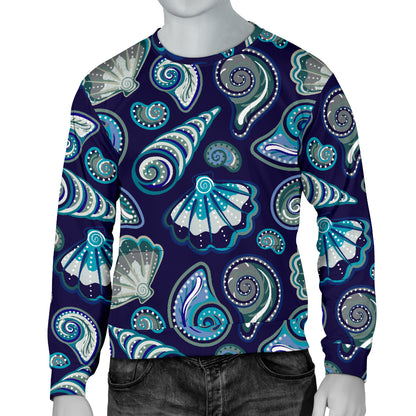 Beach Seashell Blue Print Men Long Sleeve Sweatshirt
