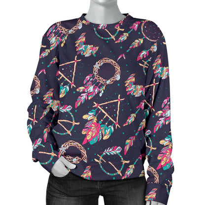 Boho Dream Catcher Colorful Women Long Sleeve Sweatshirt