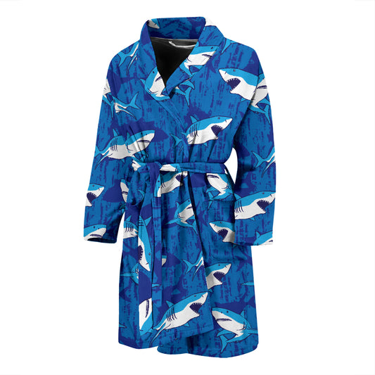 Shark Print Design LKS308 Men Bathrobe