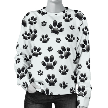 Paw Themed Print Women Long Sleeve Sweatshirt