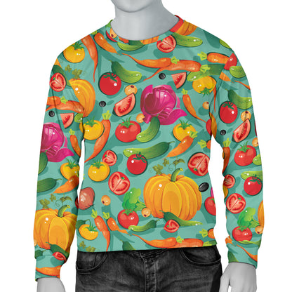 Vegan Colorful Themed Design Print Men Long Sleeve Sweatshirt