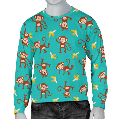 Monkey Banana Design Themed Print Men Long Sleeve Sweatshirt