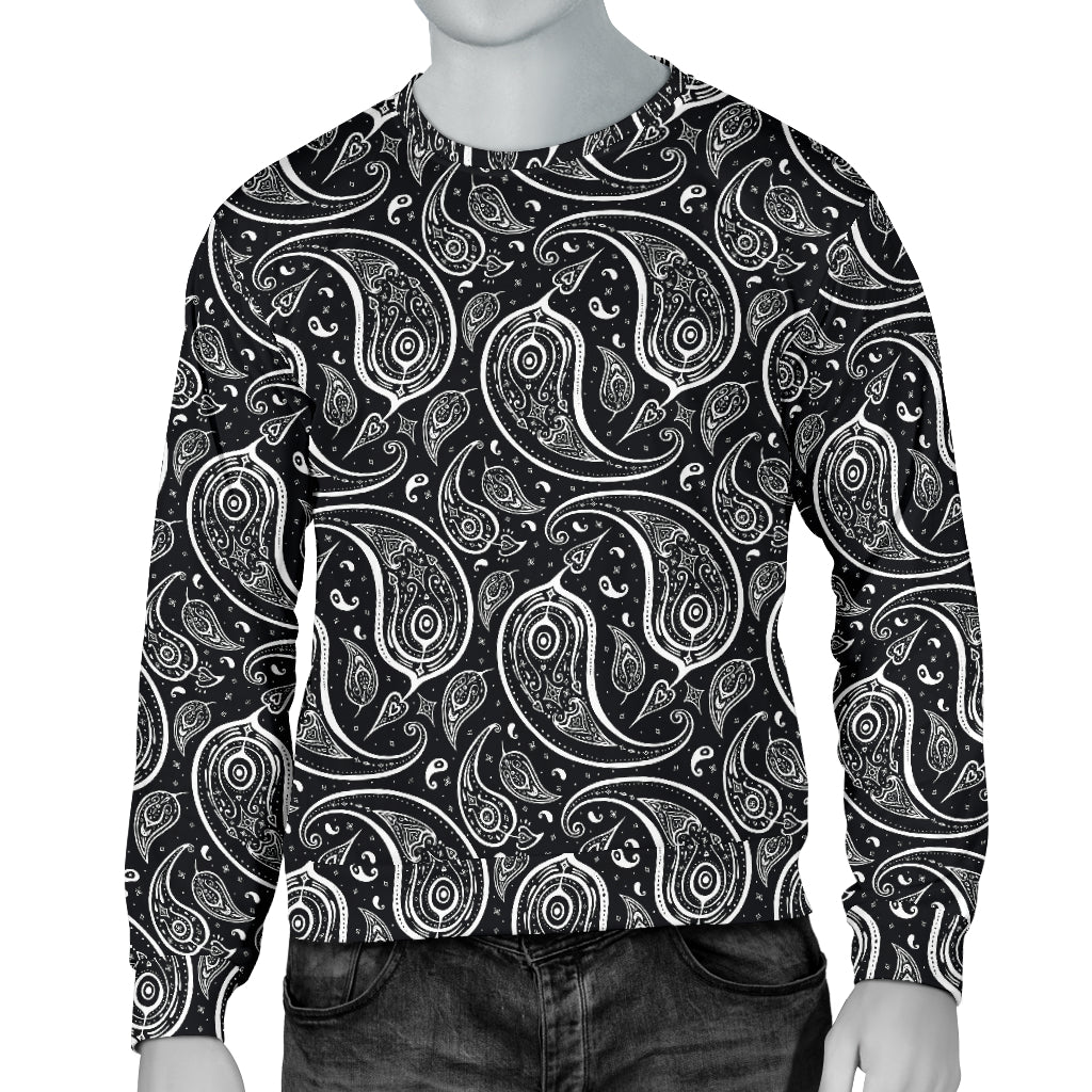 Paisley Black Design Print Men Long Sleeve Sweatshirt