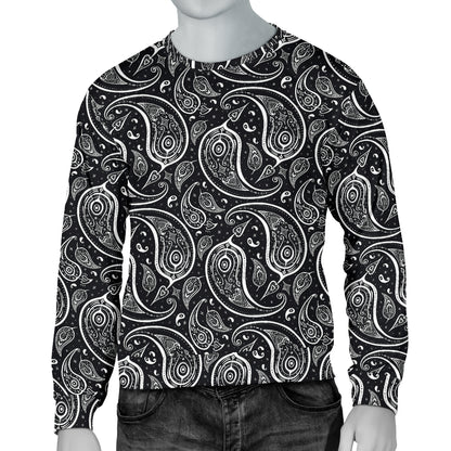 Paisley Black Design Print Men Long Sleeve Sweatshirt