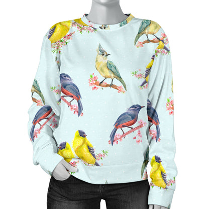 Bird Sweet Themed Print Pattern Women Long Sleeve Sweatshirt