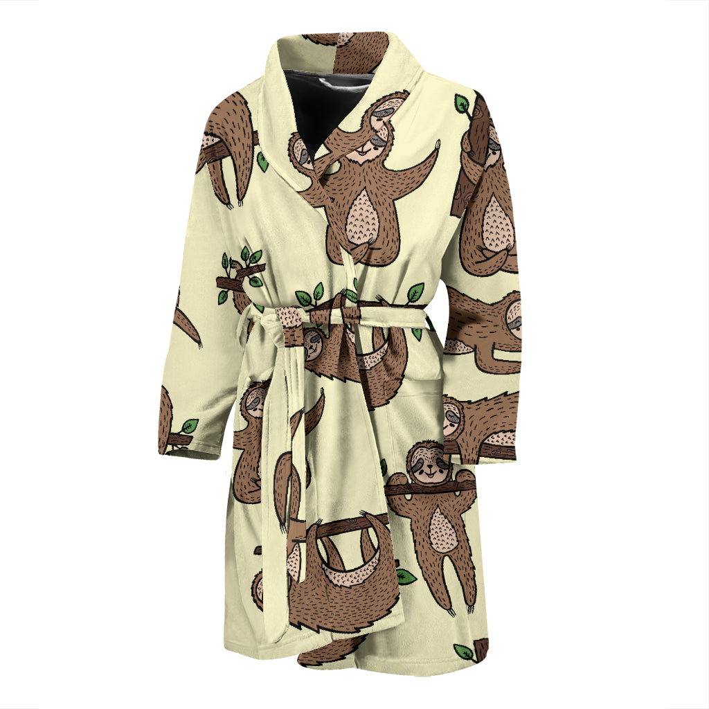 Sloth Print Design LKS3010 Men Bathrobe