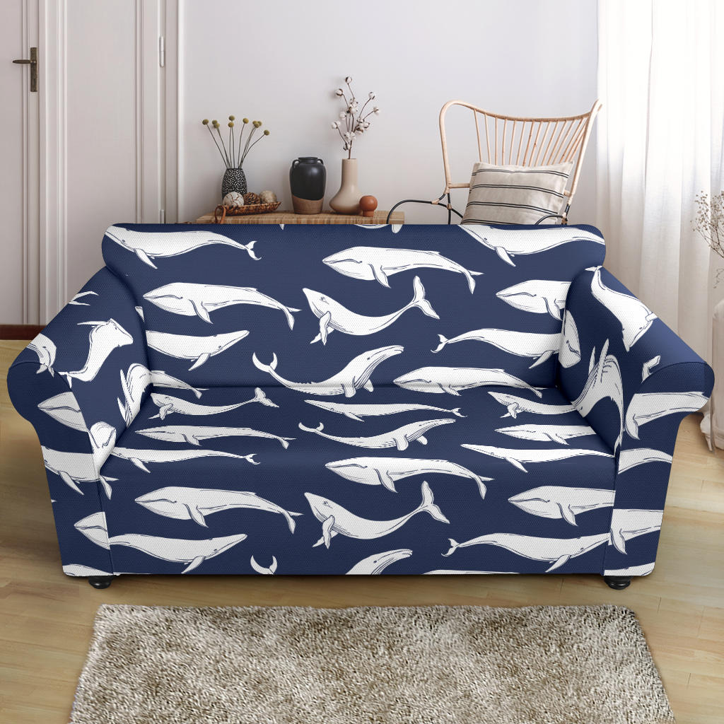 Whale Print Design LKS308 Loveseat Couch Slipcover