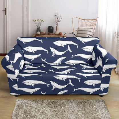 Whale Print Design LKS308 Loveseat Couch Slipcover