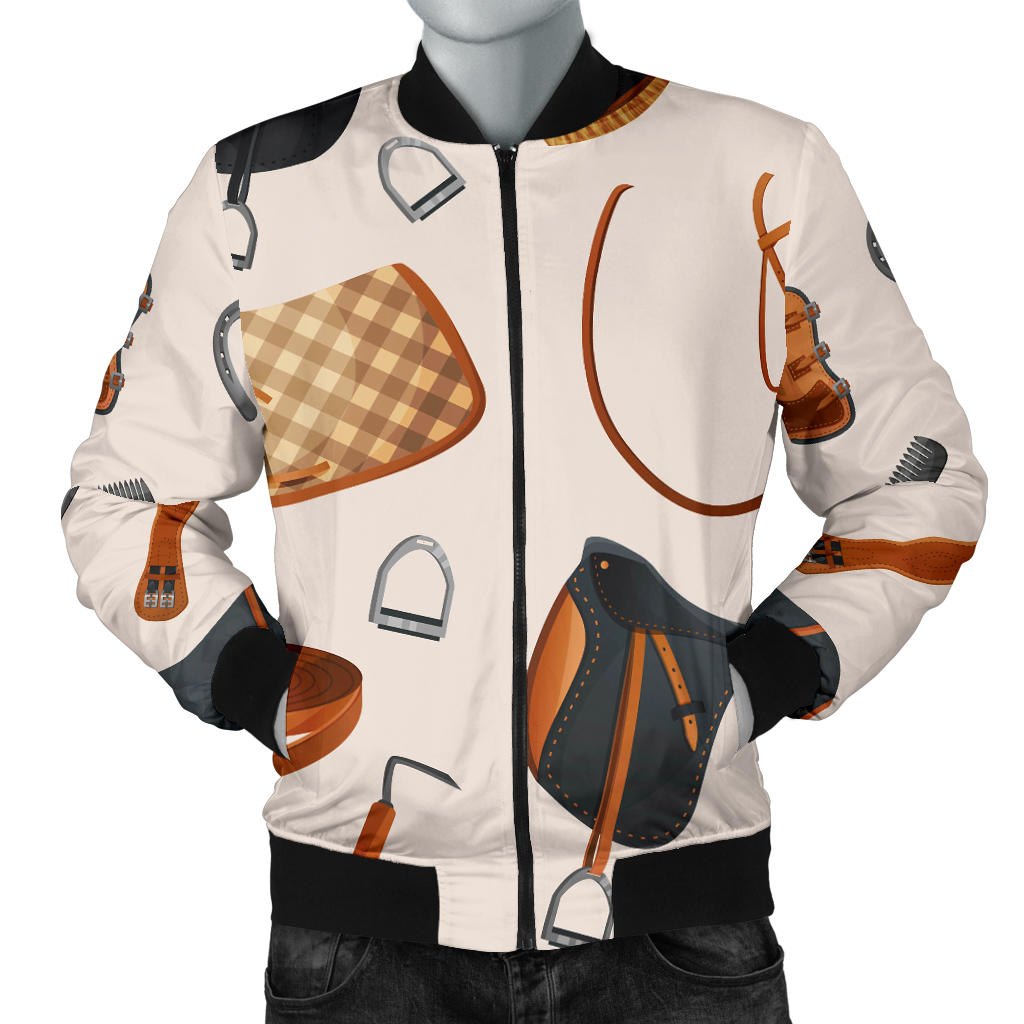 Equestrian Equipment Print Pattern Men Bomber Jacket