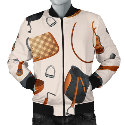 Equestrian Equipment Print Pattern Men Bomber Jacket