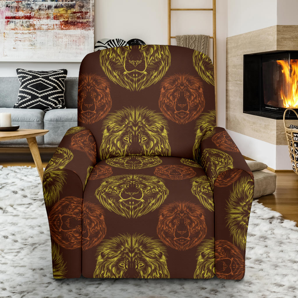 Lion Pattern Print Design 04 Recliner Slipcover with Pocket