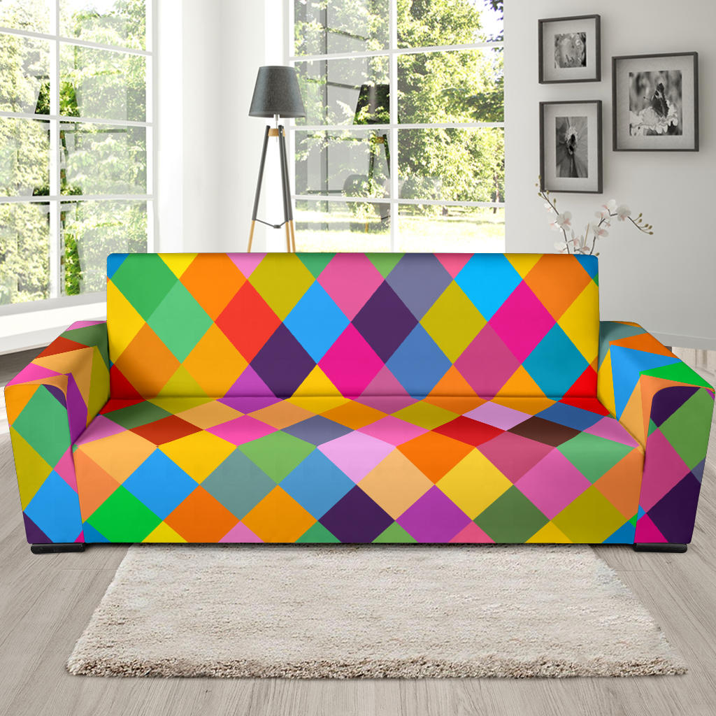 Harlequin Pattern Print Design 02 Sofa Slipcover