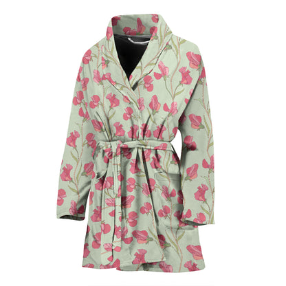 Sweet Pea Print Design LKS301 Women Bathrobe