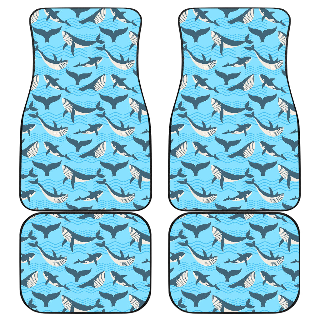 Whale Pattern Design Themed Print Car Floor Mats Front Back