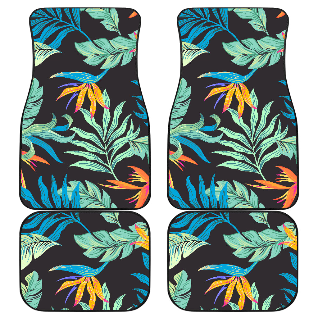 Tropical Palm Leaves Hawaiian Flower Car Floor Mats Front Back