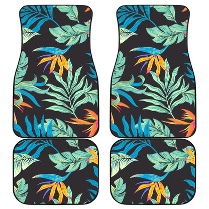 Tropical Palm Leaves Hawaiian Flower Car Floor Mats Front Back