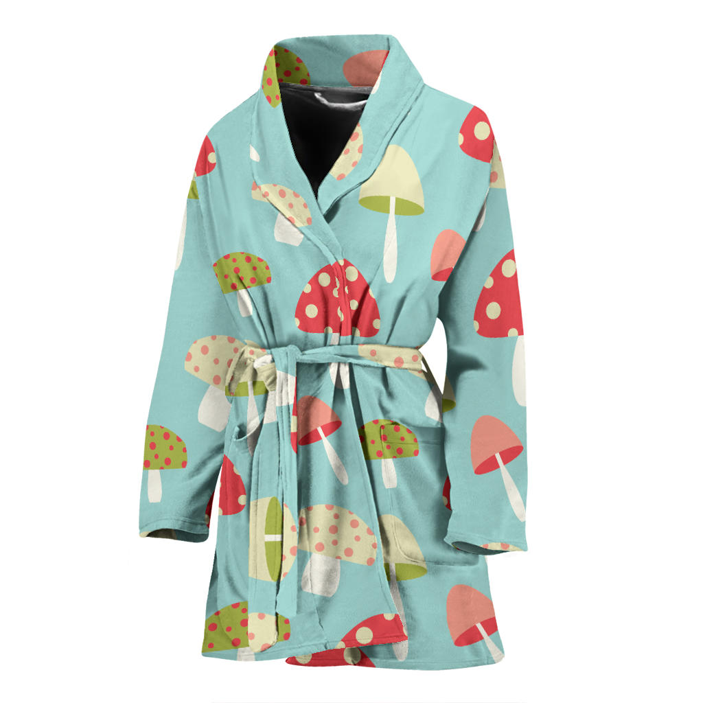 Mushroom Pattern Print Design A01 Women Bathrobe