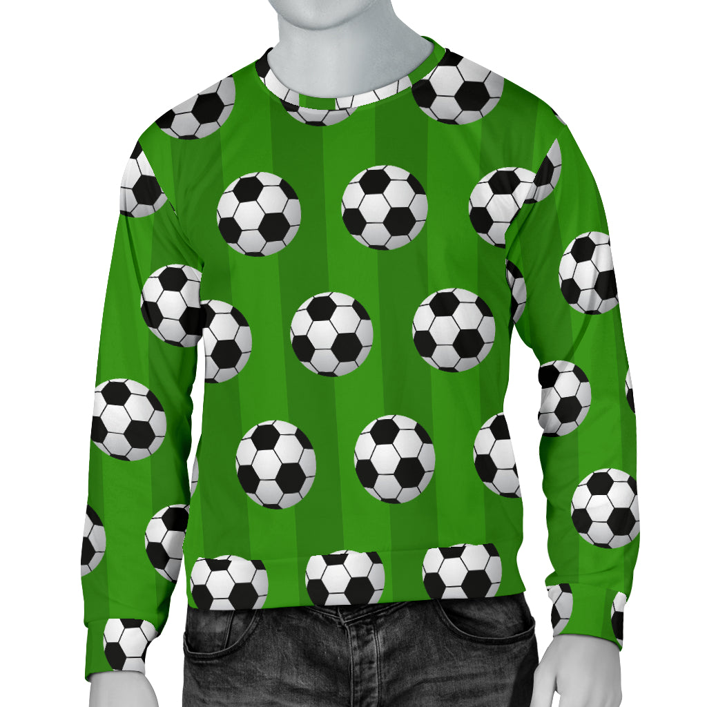 Soccer Ball Green Backgrpund Print Men Long Sleeve Sweatshirt