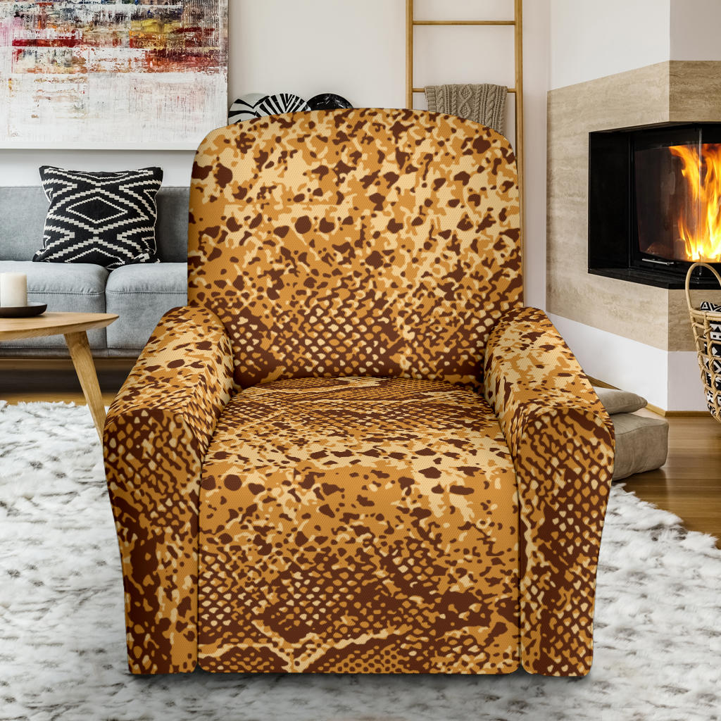 Python Brown Pattern Print Design A03 Recliner Slipcover with Pocket
