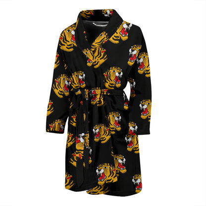 Tiger Head Print Design LKS306 Men Bathrobe