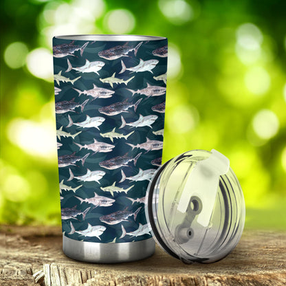 Shark Pattern Print Tumbler