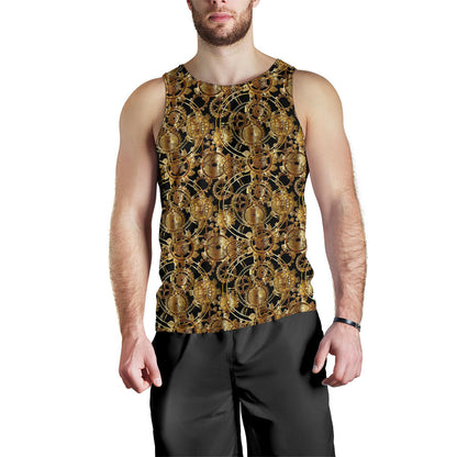 Steampunk Gear Design Themed Print Men Tank Top
