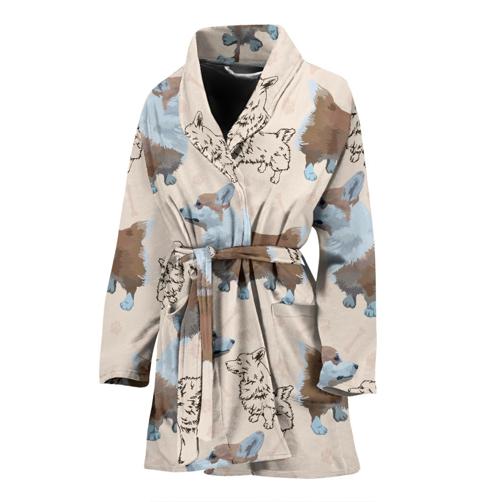 Pembroke Welsh Corgis Pattern Print Design A03 Women Bathrobe