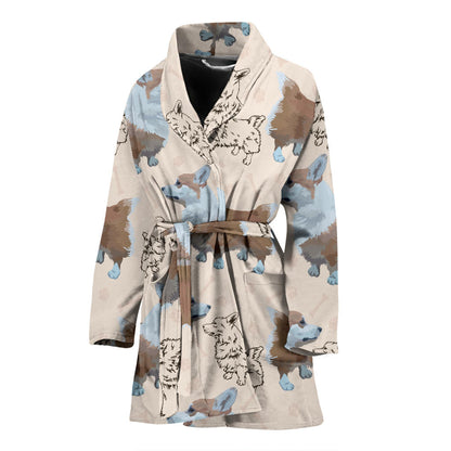 Pembroke Welsh Corgis Pattern Print Design A03 Women Bathrobe