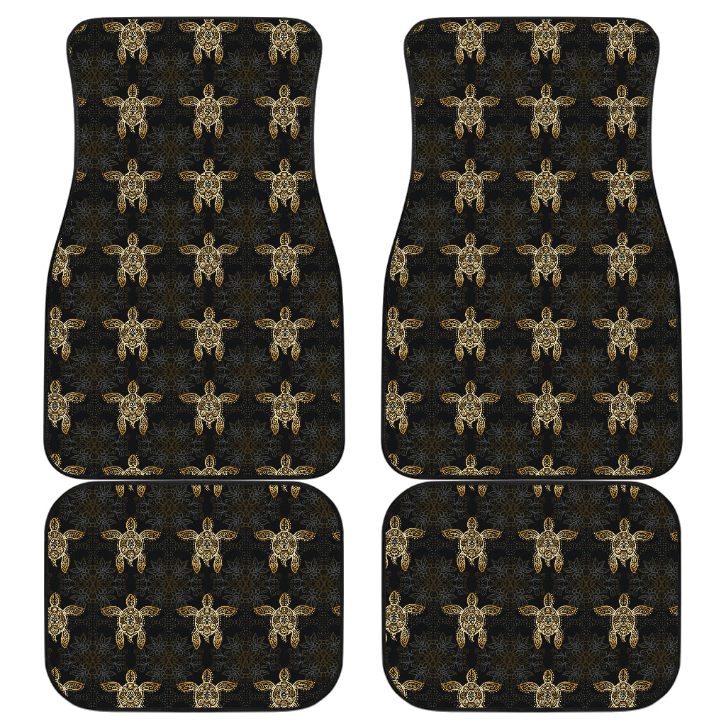 Gold Tribal Turtle Polynesian Design Car Floor Mats Front Back