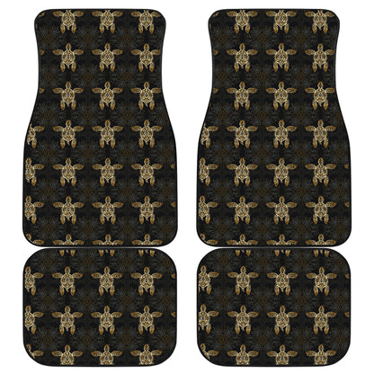 Gold Tribal Turtle Polynesian Design Car Floor Mats Front Back