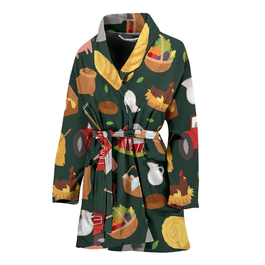Agricultural Farm Print Design 02 Women Bathrobe