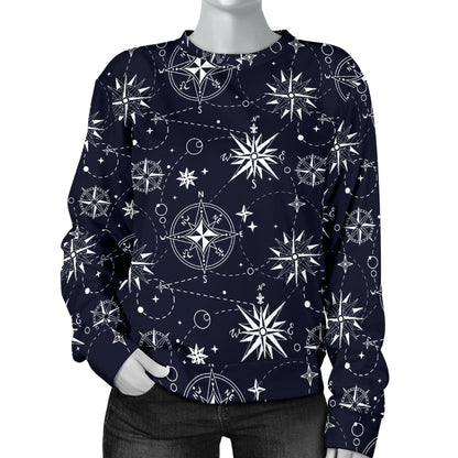 Nautical Sky Design Themed Print Women Long Sleeve Sweatshirt