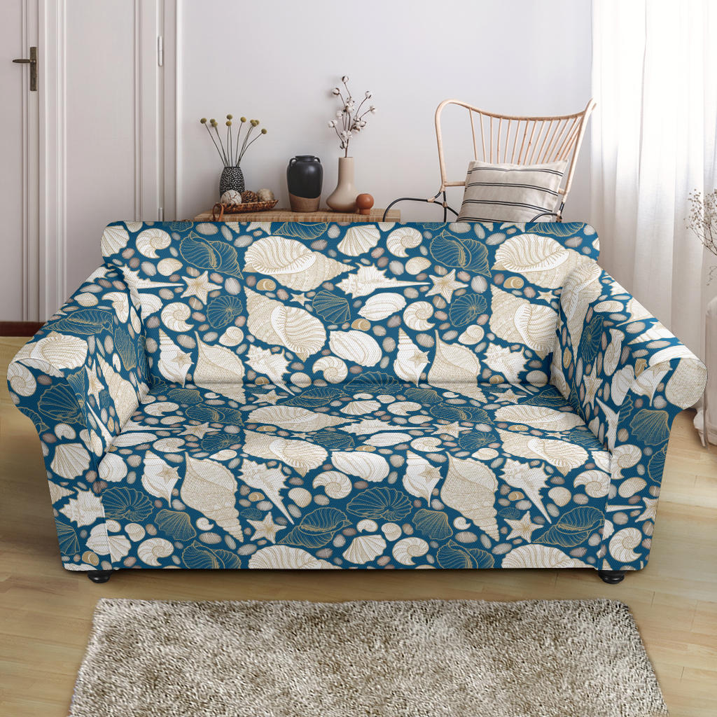 Seashell Print Design LKS308 Loveseat Couch Slipcover